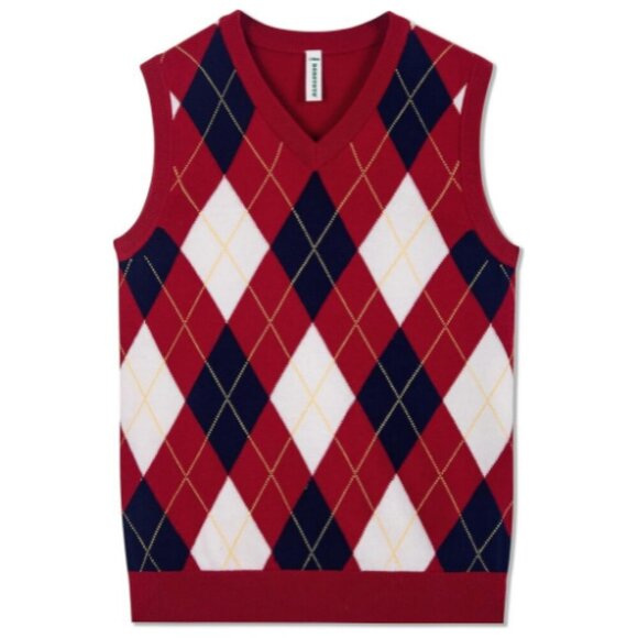 BOBOYOYO Argyle Sweater Vest 100% Cotton V-Neck Vest Kids - Picture 5 of 5